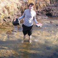 Alex crossing the cold stream