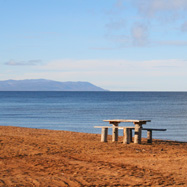 A picnic table near Lake Baikal